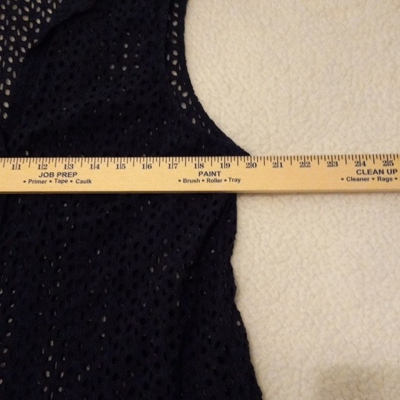 Lauren Ralph Lauren Blouse Size XXL Navy Blue Eyelet Sleeveless Button Front - Picture 7 of 7